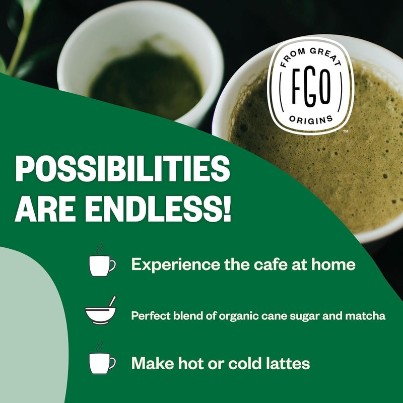 FGO Organic Matcha Latte Powder - 16 Ounce Resealable Bag - Image 5